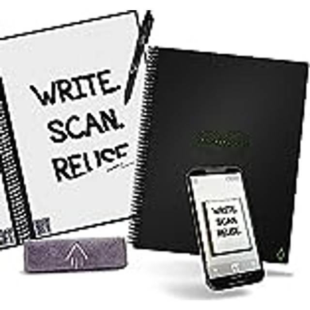 Rocketbook Smart Reusable Notebook - Lined Eco Friendly Notebook - Letter A4 - Infinity Black, Lined, Pilot Frixion Pen and Wipe Included