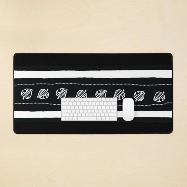 Desk Mat Black and White Nook Leaf Aloha Logo Large Gaming Mouse Pad 35x16 inch
