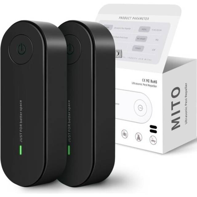(black) Ultrasonic Insect Repellent Electronic Mosquito Repellent Mice Spider Cockroach Portable Insecticide Pest Control 2 PCS