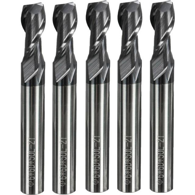 5pcs 6mm Solid Carbide Tungsten Coated 2 Flute End Mill Slot Drill Milling Cutter