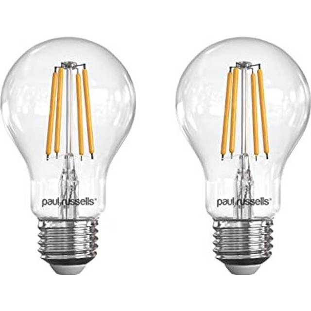 paul russells LED Filament GLS Light Bulbs Edison Screw Fitting E27, 50w Equivalent A60 GLS Standard 6.5W 650LM LED Globe 2700K Bulb Warm White