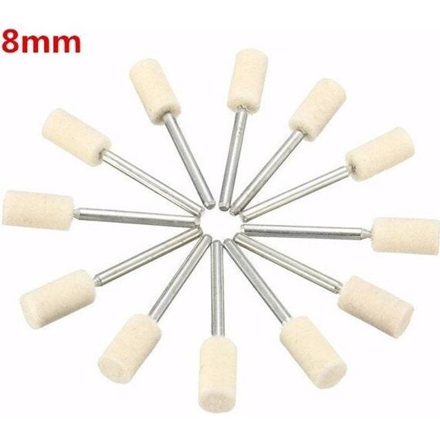 (8mm) 12pcs 3mm Shank Wool Polishing Head Buffing Wheel 3mm/6mm/8mm/12mm For Dremel Rotary Tool