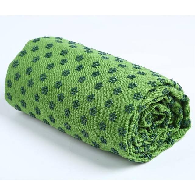(Green) Soft Yoga Mat Non Slip Towel Pvc Floral Printed Fitness Equipment Home Gym