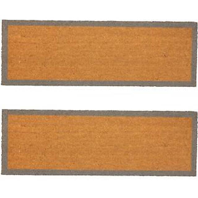 2x coir double door mats indoor outdoor welcome mats 120 x 40cm grey border