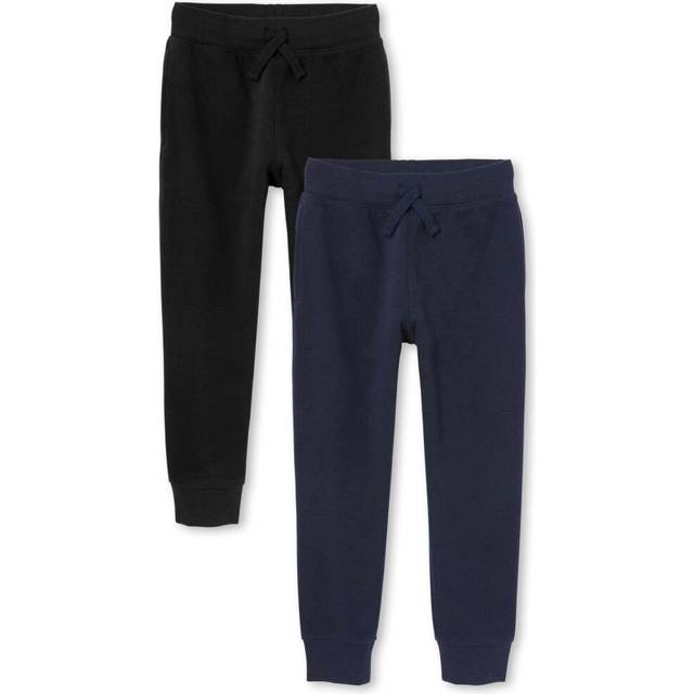 The Children's Place Boys Active Fleece Jogger Pants  Black/New Navy 2 Pack  Large