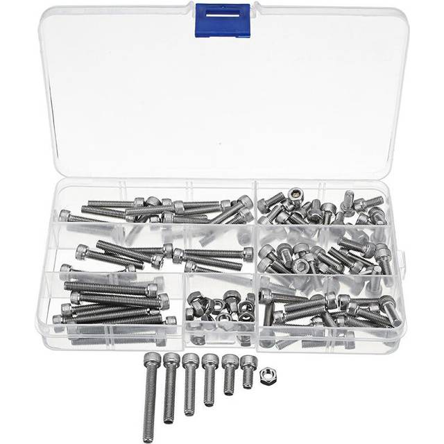 110Pcs M5 Stainless Steel 10-40mm Hex Socket Cap Screw Allen Bolt Assortment Kit