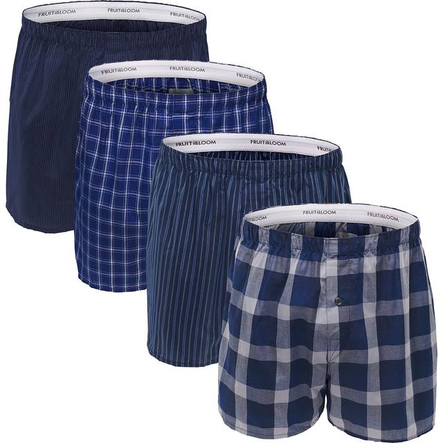 Fruit of the Loom mens Premium Tag-free Cotton Boxer Shorts Boxer - 4 Pack Woven Assorted Large US