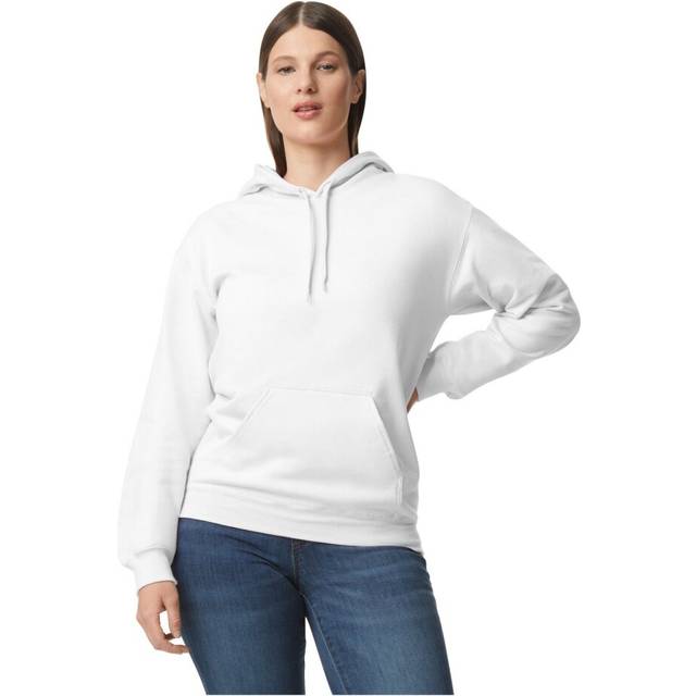 (M, White) Gildan Unisex Adult Softstyle Plain Fleece Midweight Hoodie