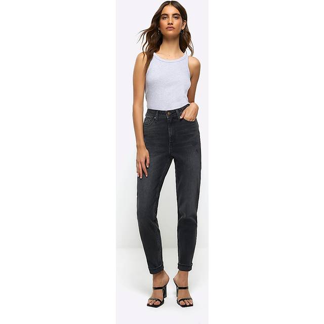 River Island Smartie Sculpt Mom Jean - Black, Black, Size 8, Inside Leg Long, Women -  inside leg Long,8