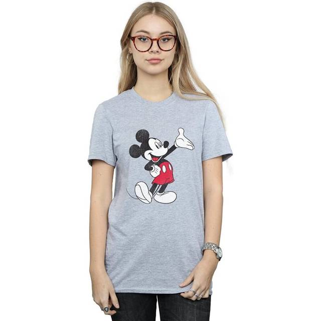 (L, Sports Grey) Disney Womens/Ladies Traditional Wave Mickey Mouse T-Shirt