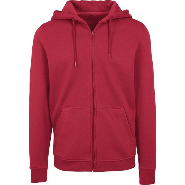 (M, Burgundy) Build Your Brand Mens Heavy Zip Up Hoodie