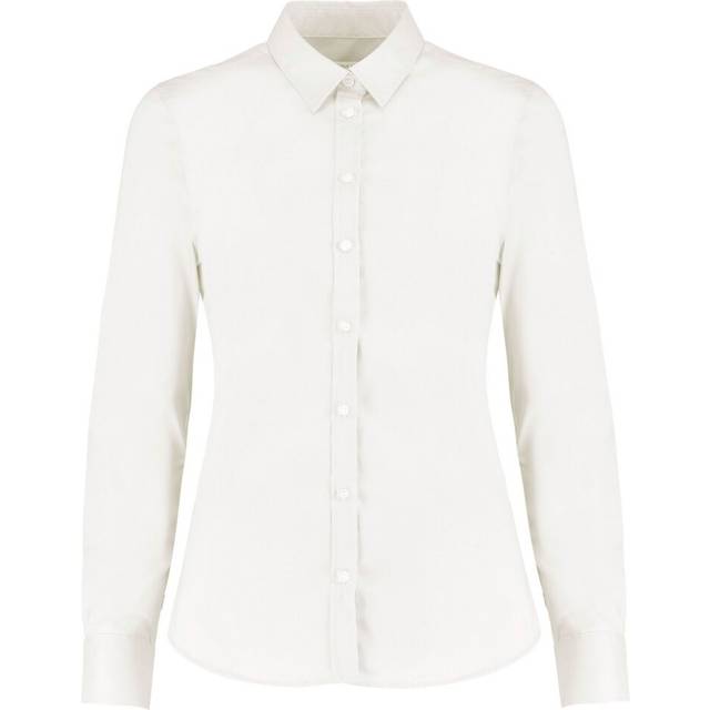 (10 UK, White) Kustom Kit Womens/Ladies Poplin Tailored Long-Sleeved Shirt