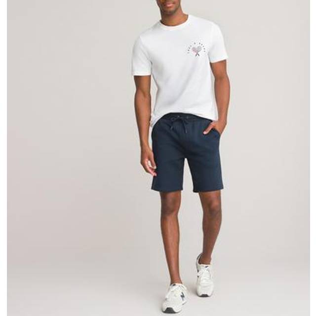 Fleece Bermuda Shorts in Organic Cotton Mix - Navy Blue - XL
