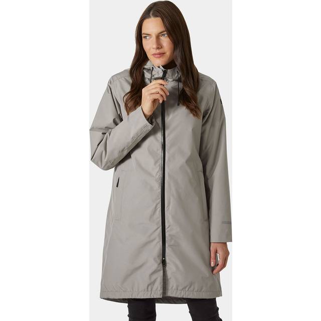 Helly Hansen Women's Aspire Long Hooded Raincoat Grey XS - Terrazzo Grey