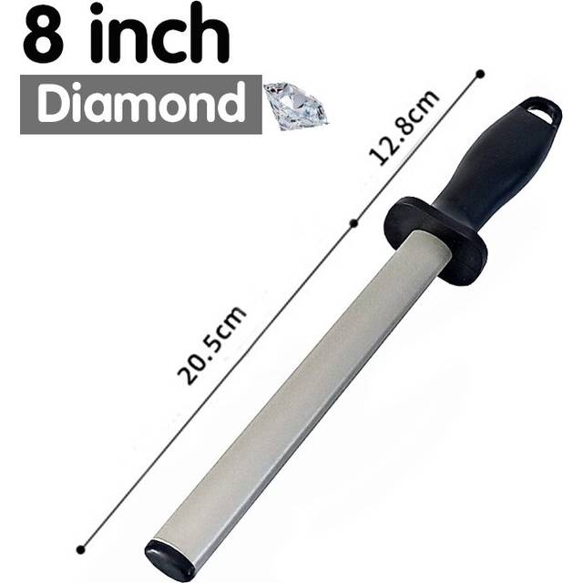 (a-dmd 8 inch 1 pcs) Diamond sharpening rod Tungsten steel carbon Fishhook Curved Surface butcher Ceramic Household honing steel knife sharpener