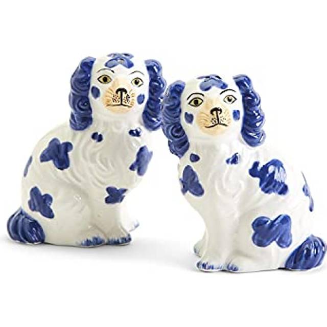 Staffordshire Dog Salt and Pepper Shaker Set - Hand-Painted Ceramic