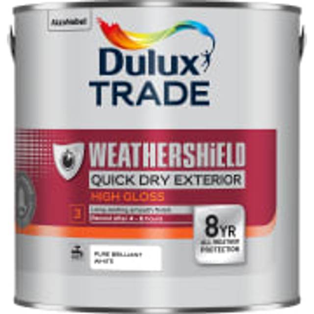 Dulux Trade Weathershield Quick Dry Exterior Paint, Pure Brilliant White - High Gloss 2.5L