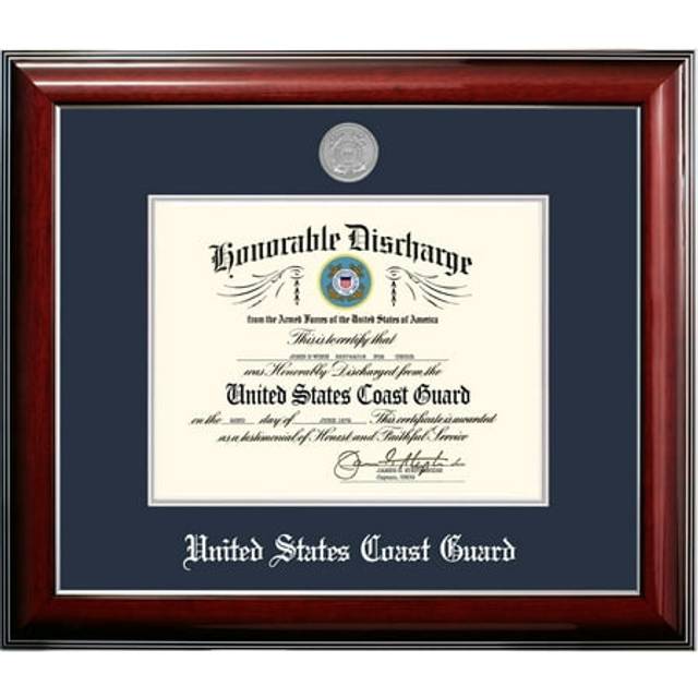 Campus Images CGDCL002 8.5 x 11 in. Patriot Frames Coast Guard Discharge Classic Mahogany Frame with Silver Medallion