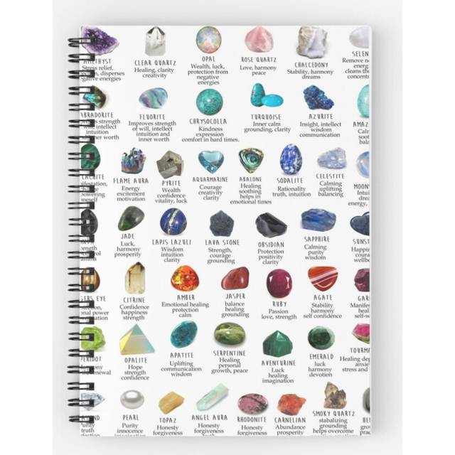 Spiral Notebook crystals gemstones identification A5 120 Pages