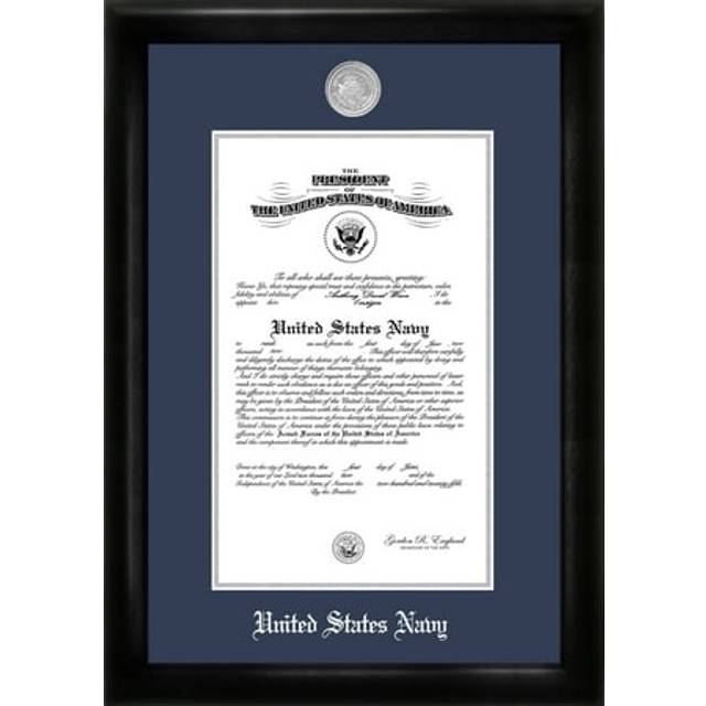 Campus Images NACS0028x10 8 x 10 in. Patriot Frames Navy Certificate Satin Black Frame with Silver Medallion
