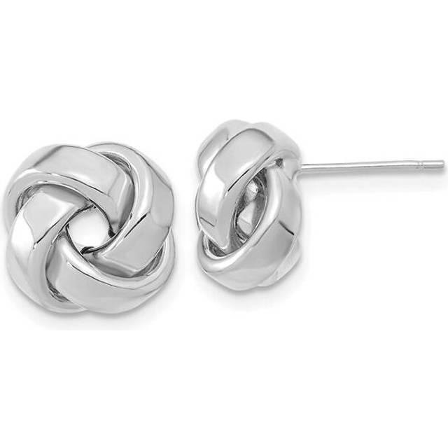 14K White Gold Polished Love Knot Post Earrings