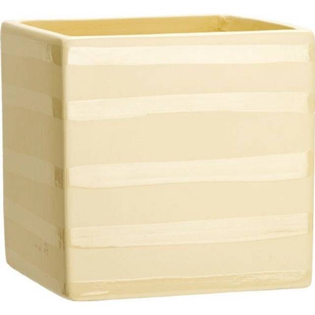Cream On Cream Ceramic 12cm Cube Vase Flower Vase