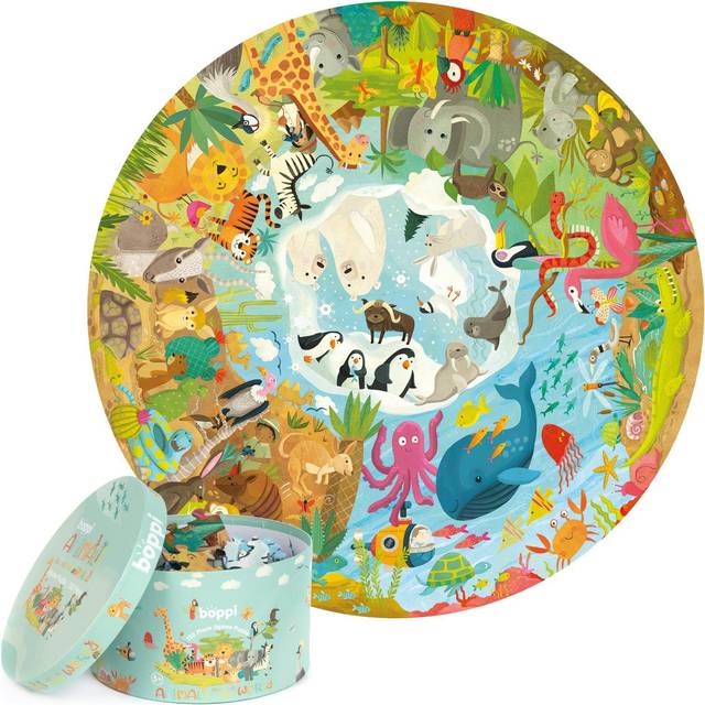 150 Piece Boppi Animals World Jigsaw Puzzle Map - Multicolour