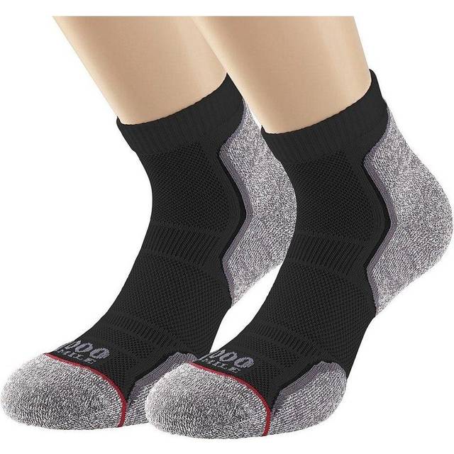 1000 Mile Mens Recycled Running Ankle Socks (Pack of 2) (M) - Black/grey