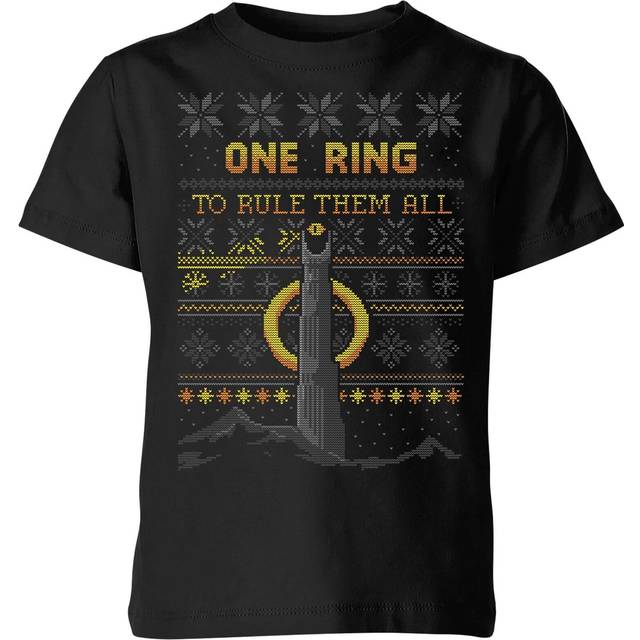 The Lord Of The Rings One Ring Kids' Christmas T-Shirt in Black - 7-8 Years
