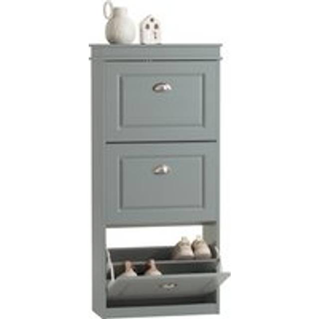 3 Drawers Shoe Cabinet Shoe Rack Shoe Storage Cupboard Organizer Unit, Grey,FSR94-HG - Sobuy