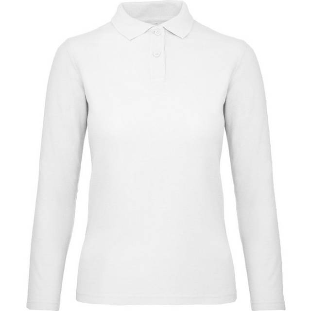 (2XL, Snow) B&C ID.001 Womens/Ladies Long Sleeve Polo