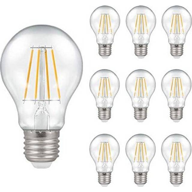 Pack of 10 x Crompton LED Dimmable Filament GLS Light Bulb Clear 7.5W E27 ES 2700K Warm White 60W Incandescent Bulb Equivalent 806 Lumens Energy