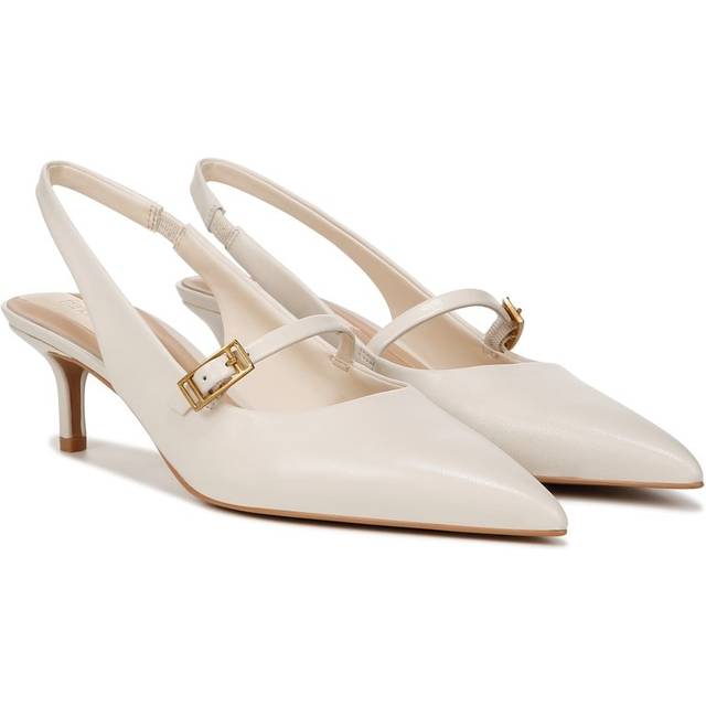 Franco Sarto Womens Khloe Pointed Toe Slingback Kitten Heel Panna White Leather 9 M