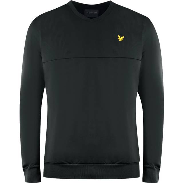 Lyle & Scott Mens V-Neck Colour Block Midlay Black Jumper - Size Small