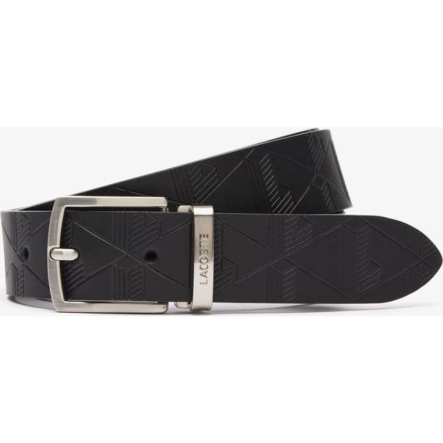 Lacoste Smooth Leather Belt and 2 Buckle Gift Set Size 35.5 in - 90 cm Black