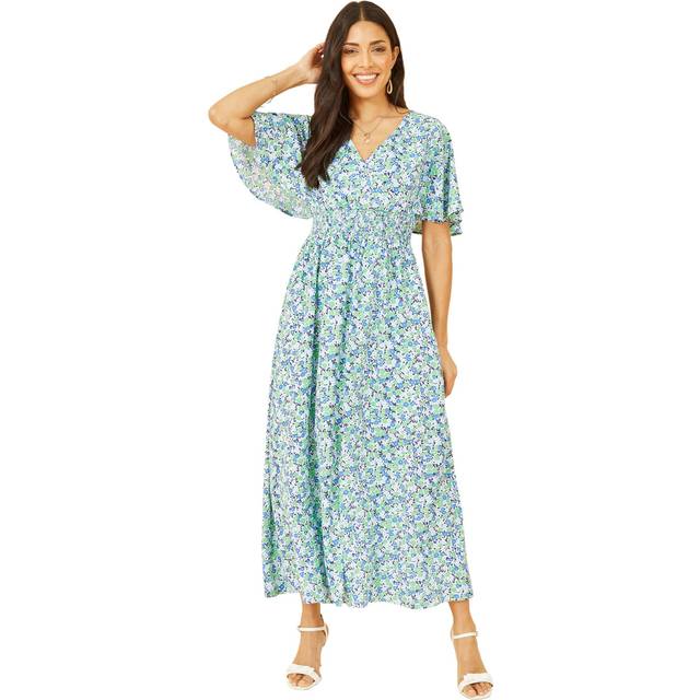 Yumi Womens Green Ditsy Print Maxi Dress - Size 14 UK