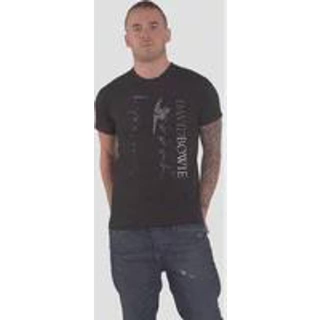 (L, Black) David Bowie Unisex Adult Distorted T-Shirt