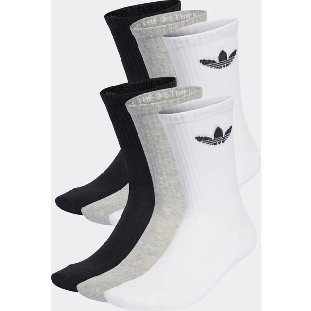 adidas Trefoil Cushion Crew Sock 6-Pack Black/ White/ Medium Grey Heather M (M)