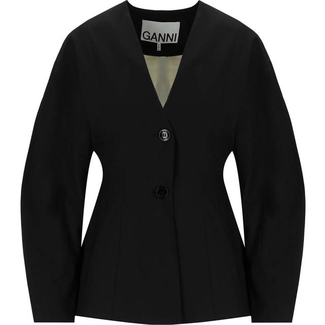GANNI Black V-Neck Blazer - 099 Black - DK 32