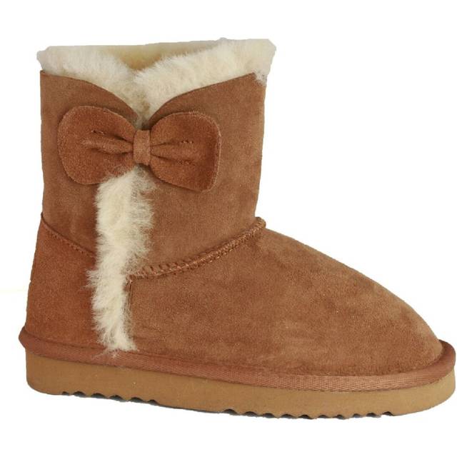 (6 Child UK, Chestnut) Eastern Counties Leather Childrens/Kids Coco Bow Detail Sheepskin Boots