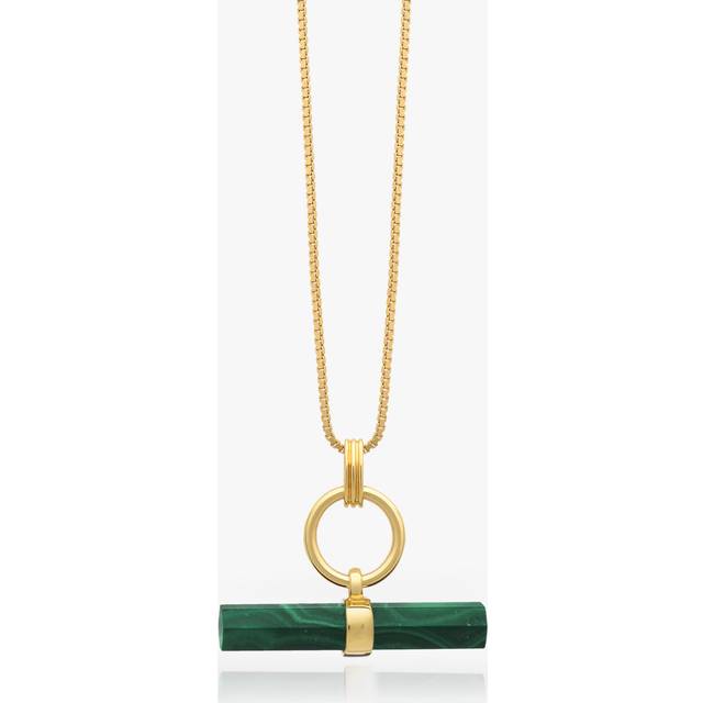 Rachel Jackson London Protection T-Bar Malachite Necklace, Gold