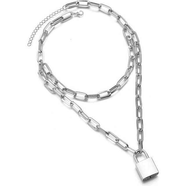 Attitude Clothing Double Chunky Chain Padlock Necklace