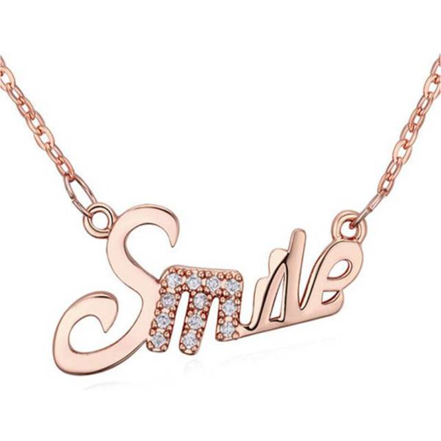 Rose Gold Smile Happy Pendant Necklace Real Elements Ladies Jewellery