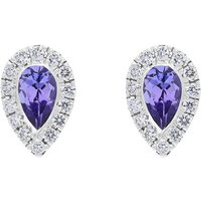 18ct White Gold Tanzanite Diamond Pear Stud Earrings