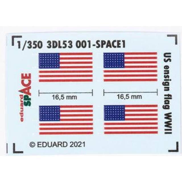 Eduard ED3DL53001 3D Decals 1:350-US Ensign Flag WWII Space Scale Model Detailing Set, Various
