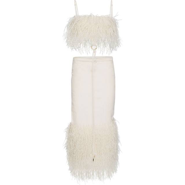 Jacquemus La Robe Raphia fringed midi dress - white (UK 16)