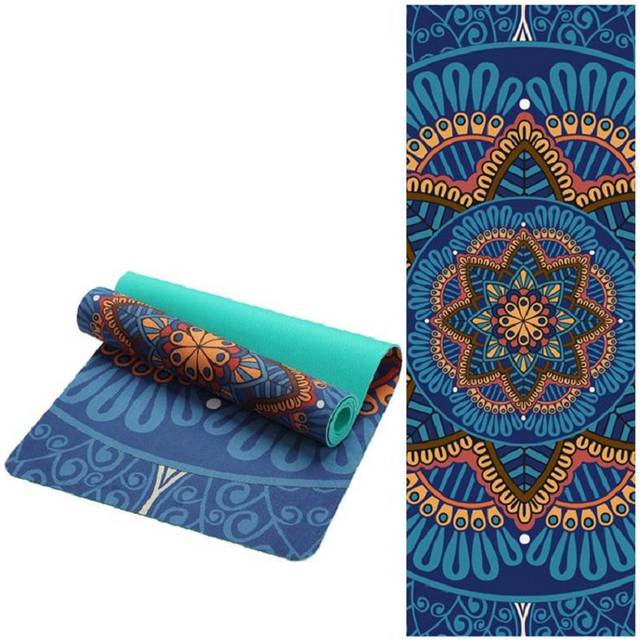 (Standard, 2) 6Mm Thick Mandala Pattern Suede Tpe Non Slip Yoga Mat Home Fitness Equipment