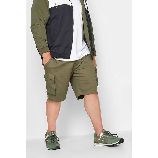 Size 56 Mens Badrhino Big & Tall Khaki Green Stretch Cargo Shorts Big & Tall