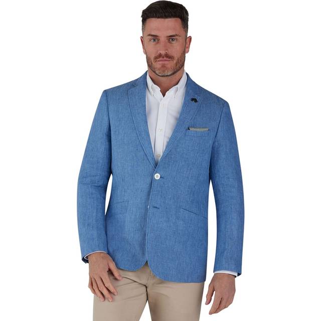 Raging Bull Mens Linen Blazer - Mid Blue - Size X-Large