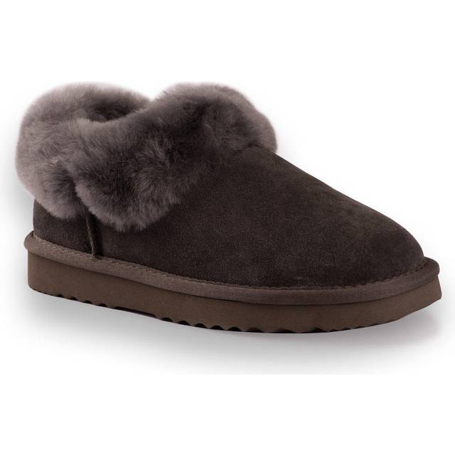 Sheepskin Wool Traditional Ankle Slippers - Grey - 6